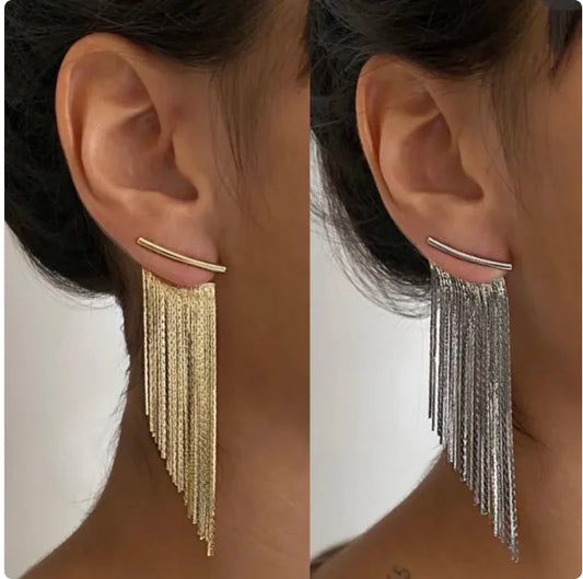 Gold Tassel Drop Earrings